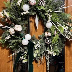 White wonderland door wreath